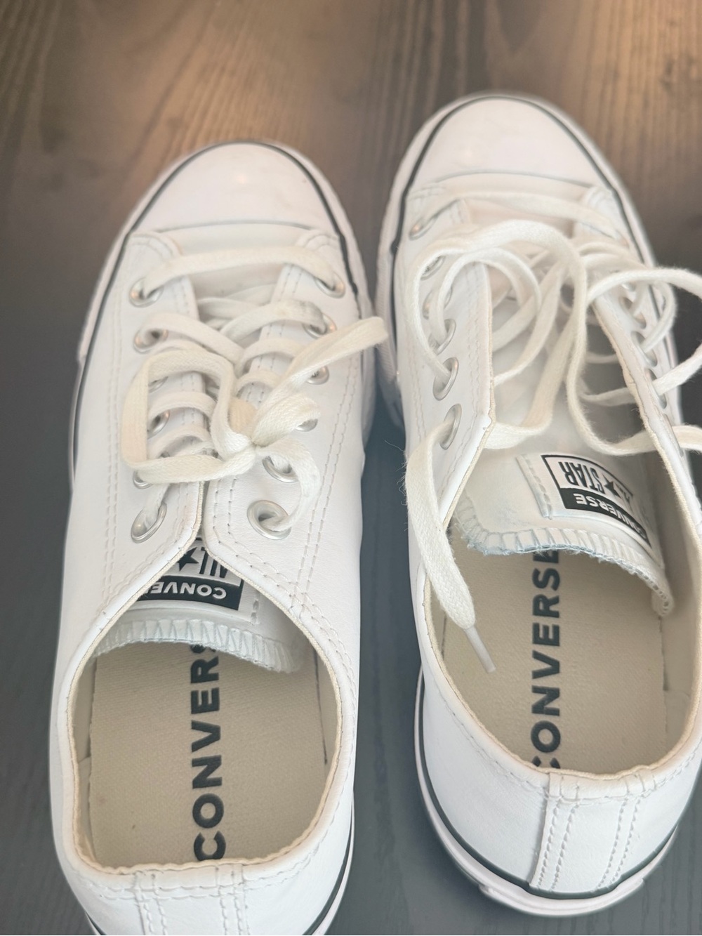 Converse Off-White Low-Top Canvas Sneakers with Black Trim